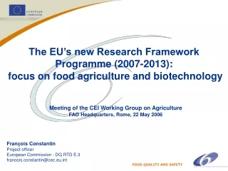 The EU’s new Research Framework Programme (2007-2013):