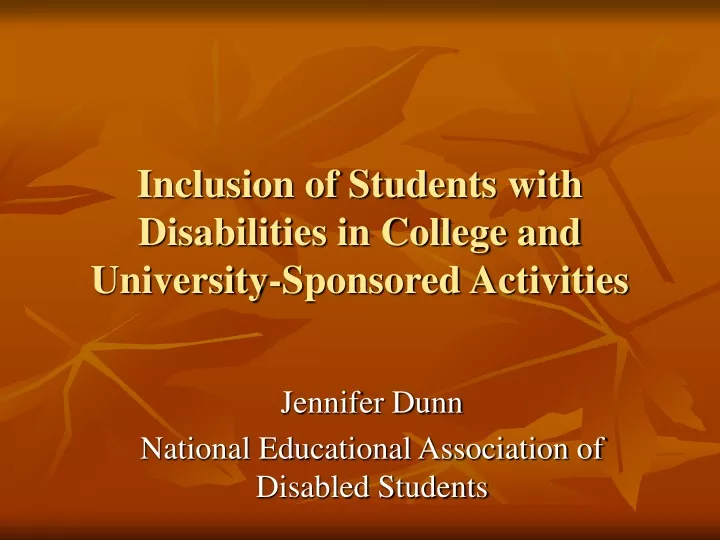 inclusion of students with disabilities in college and university sponsored activities