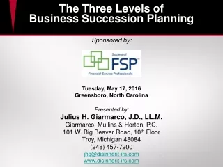 The Three Levels of  Business Succession Planning