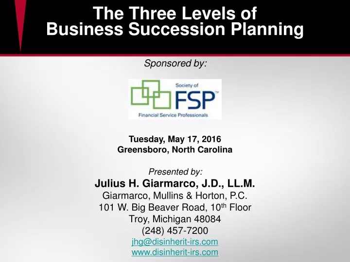 the three levels of business succession planning
