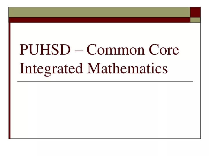 puhsd common core integrated mathematics