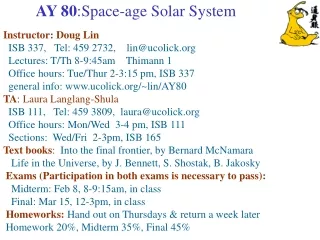 AY 80 :Space-age Solar System