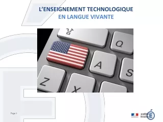 L’ENSEIGNEMENT TECHNOLOGIQUE EN LANGUE VIVANTE