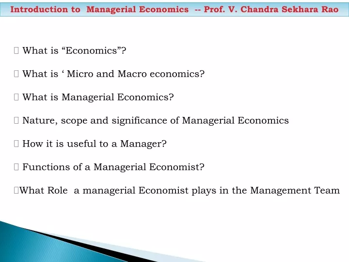 introduction to managerial economics prof