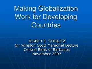 Making Globalization Work for Developing Countries