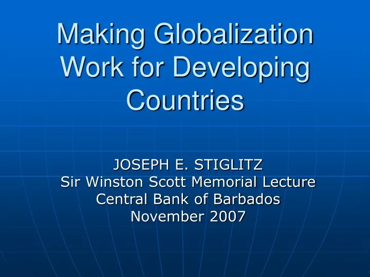 making globalization work for developing countries