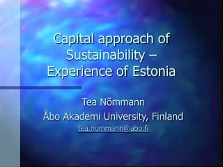 Capital approach of Sustainability –  Experience of Estonia