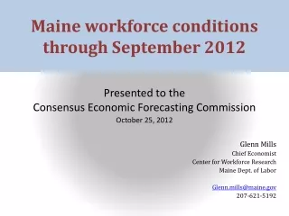 Maine workforce conditions through September 2012