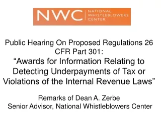 Public Hearing On Proposed Regulations 26 CFR Part 301: