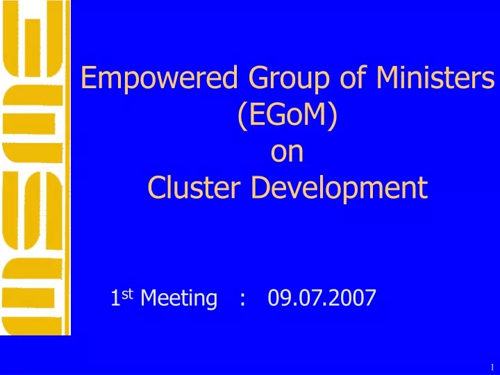 empowered group of ministers egom on cluster development