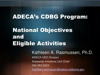 ADECA’s CDBG Program: National Objectives and Eligible Activities