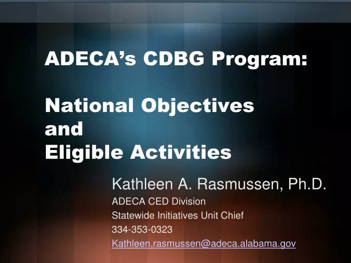 adeca s cdbg program national objectives and eligible activities