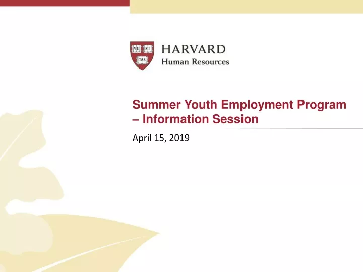 summer youth employment program information session