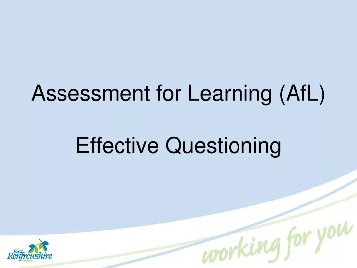 assessment for learning afl effective questioning