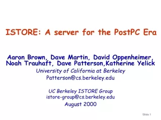 ISTORE: A server for the PostPC Era