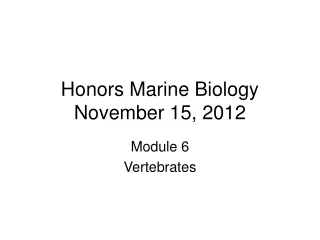 Honors Marine Biology November 15, 2012