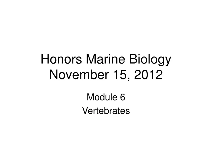 honors marine biology november 15 2012