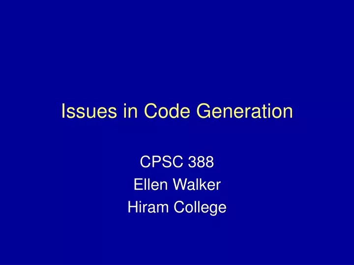 issues in code generation