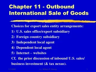 Chapter 11 - Outbound  International Sale of Goods