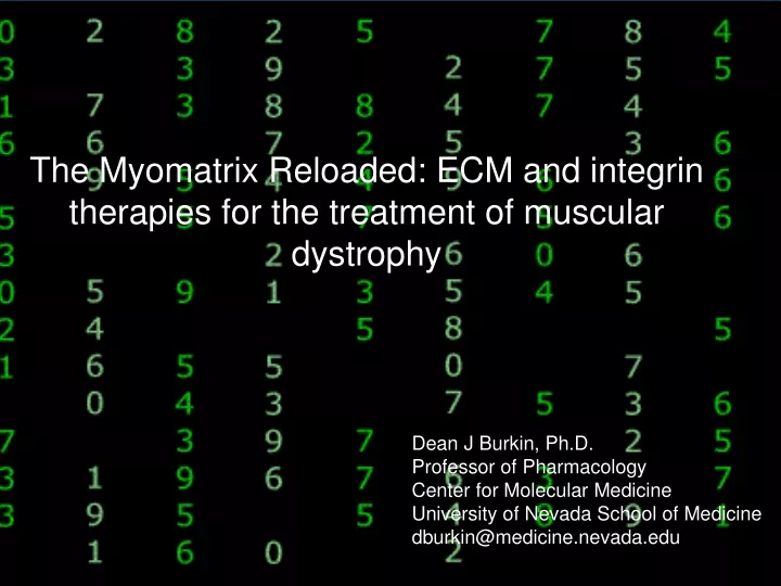 the myomatrix reloaded ecm and integrin therapies