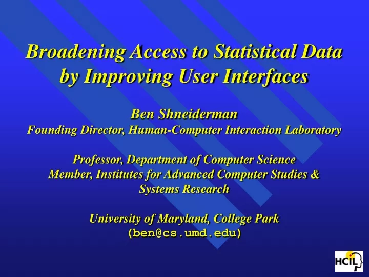 broadening access to statistical data