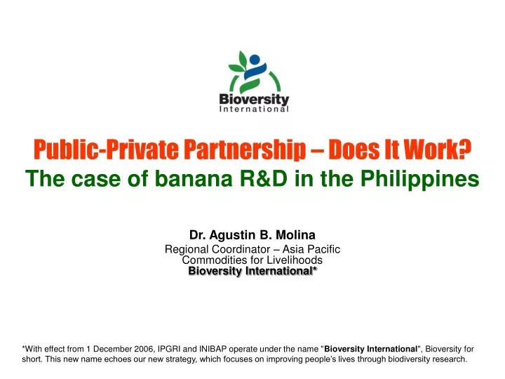 public private partnership does it work the case of banana r d in the philippines
