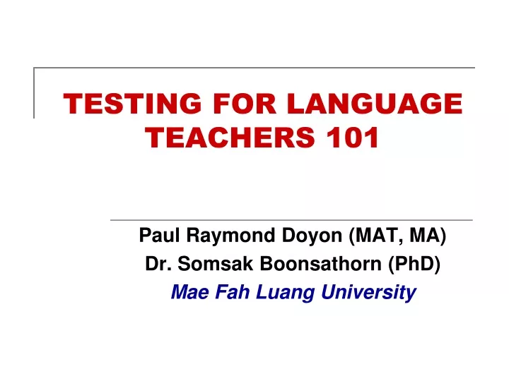 testing for language teachers 101