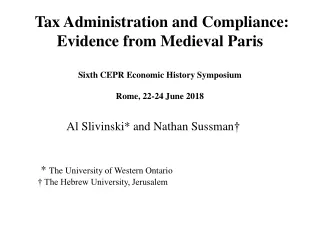 Al Slivinski* and Nathan  Sussman † *  The University of Western Ontario