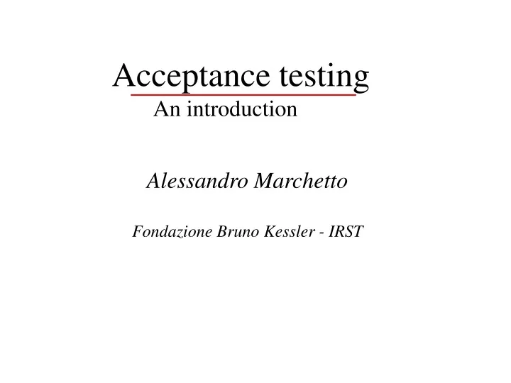 acceptance testing an introduction