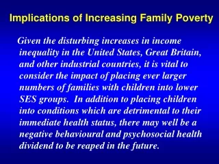 Implications of Increasing Family Poverty
