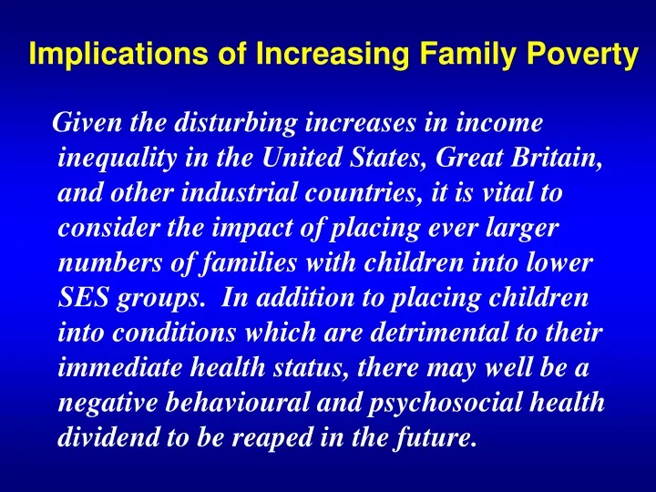 implications of increasing family poverty