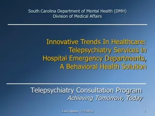 South Carolina Department of Mental Health (DMH) Division of Medical Affairs