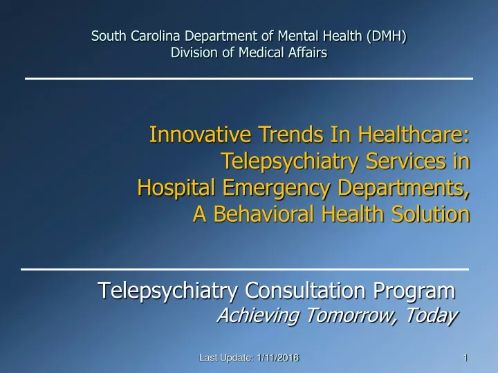 south carolina department of mental health dmh division of medical affairs