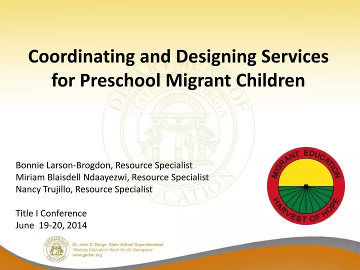 coordinating and designing services for preschool