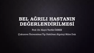 BEL AĞRILI HASTANIN DEĞERLENDİRİLMESİ