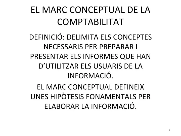 el marc conceptual de la comptabilitat