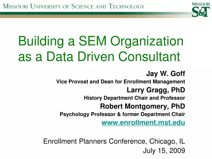 building a sem organization as a data driven consultant