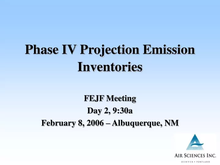 phase iv projection emission inventories