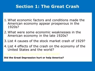 Section 1: The Great Crash