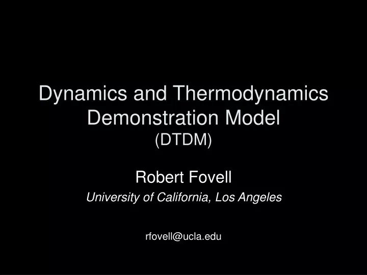 dynamics and thermodynamics demonstration model dtdm