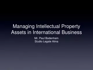 Managing Intellectual Property Assets in International Business