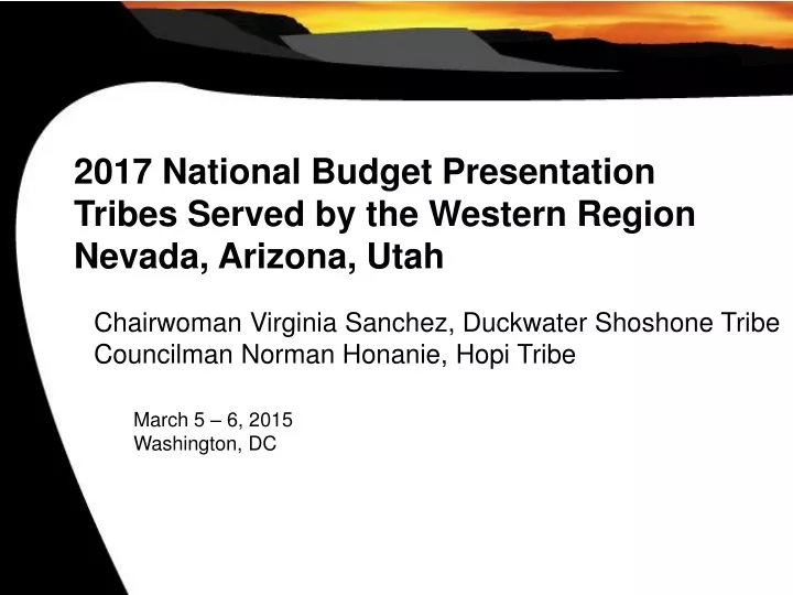 2017 national budget presentation tribes served