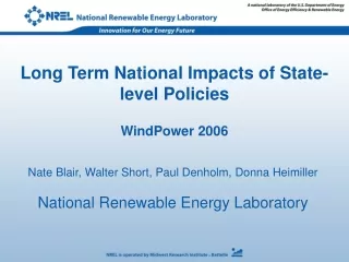 Long Term National Impacts of State-level Policies WindPower 2006