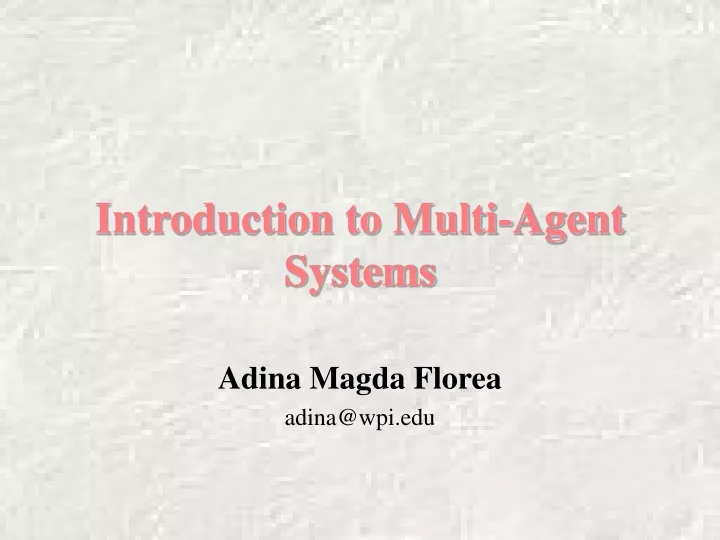 introduction to multi agent systems