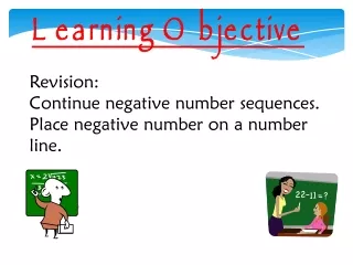 Revision:  Continue negative number sequences. Place negative number on a number line.