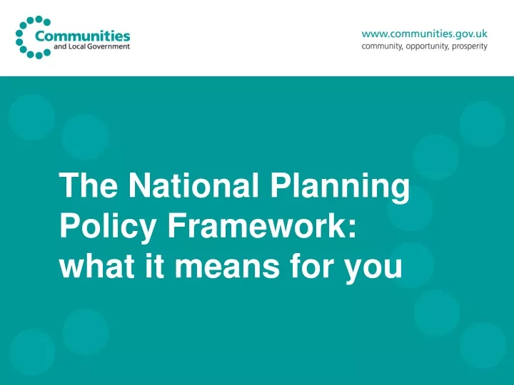 the national planning policy framework what it means for you