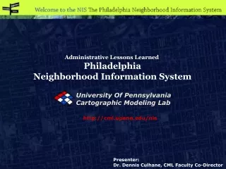 Administrative Lessons Learned  Philadelphia Neighborhood Information System