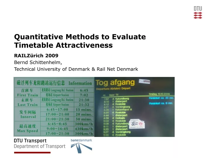 quantitative methods to evaluate timetable attractiveness