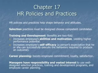 Chapter 17 HR Policies and Practices