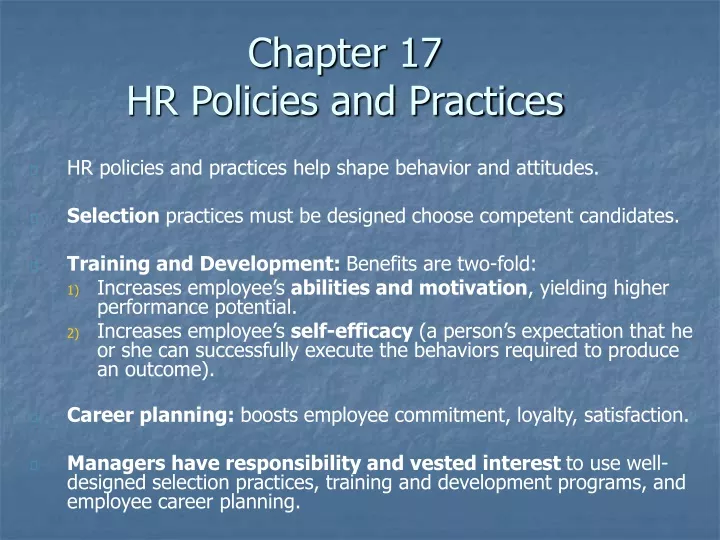 chapter 17 hr policies and practices